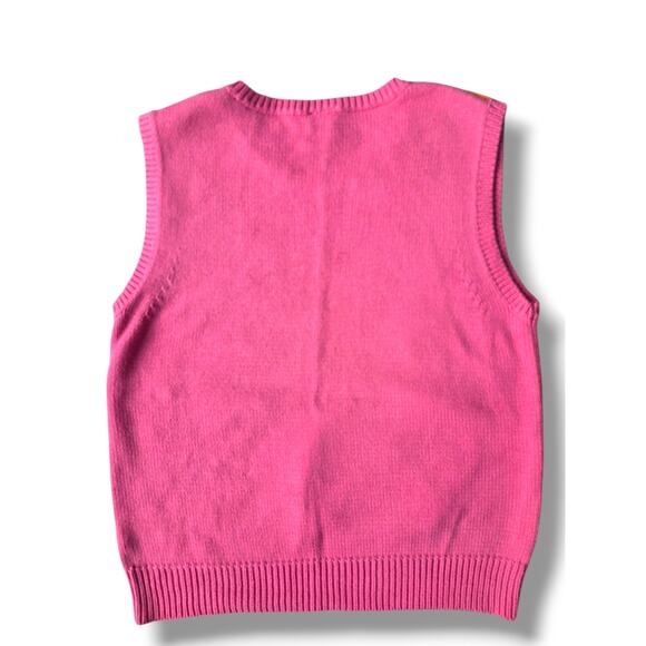 GAP Y2K Vintage Kids Sweater Vest Pink Knit Squirrel Tree Sun Applique XL 12 - Picture 3 of 4